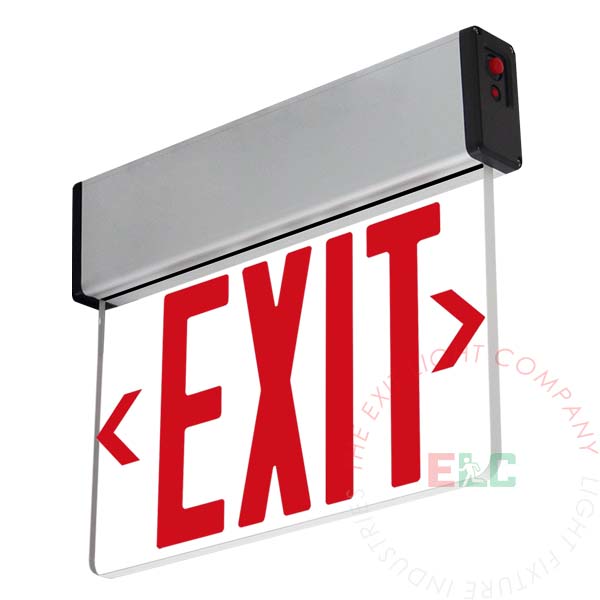 Aluminum Edge Lit Red LED Exit Sign | Surface Mount