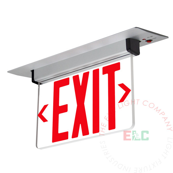 The Exit Light Co. - Edge Lit Red LED Exit Sign | Recessed Mount