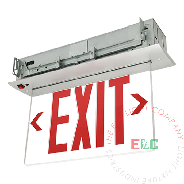 Edge Lit Red LED Exit Sign | Recessed Mount