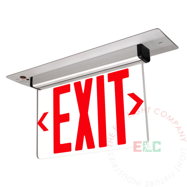 The Exit Light Co. - Edge Lit Red LED Exit Sign | Recessed Mount