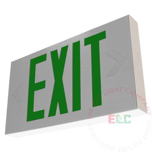 The Exit Light Co. - Thin Green LED Cast Aluminum Exit Sign | Infrared Remote Testing