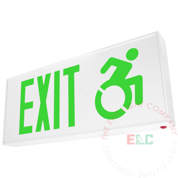 The Exit Light Co. - Connecticut Approved Green LED Exit Sign | Wheelchair Accessibility Symbol