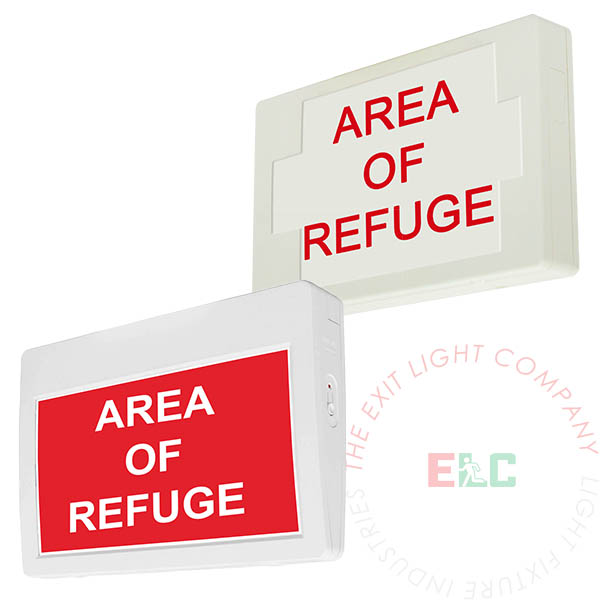 LED Exit Sign/Egress Sign, Plastic Sign | Single or Double Sided | AREA OF REFUGE