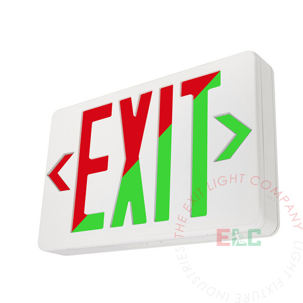 The Exit Light Co. - Universal Red and Green LED Exit Sign | Wall, Ceiling, and Side Mount | White or Black Housing