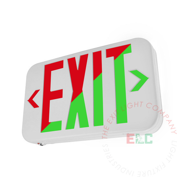 Modern Design Universal Red and Green LED Exit Sign | Easy Installation | White Housing