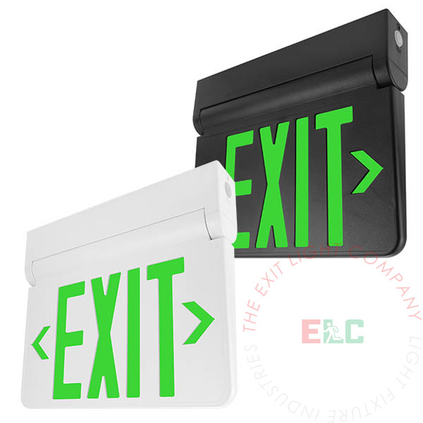 Swinging Green LED Exit Sign | Vandal Resistant | Remote Capable & Self Test Options | Hinged Design