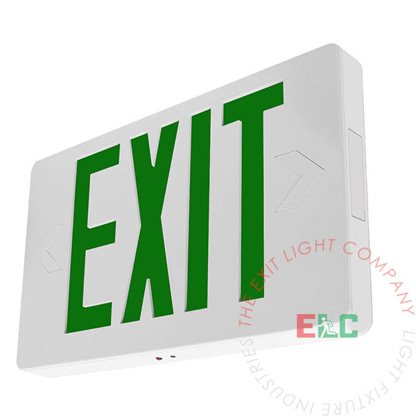 The Exit Light Co. - Thin Green LED Exit Sign - White Housing