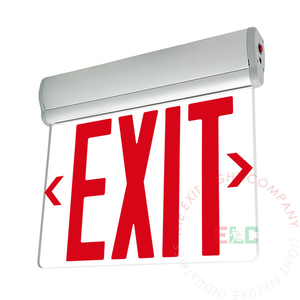 NYC Approved Edge Lit Red LED Exit Sign | Surface Mount | Adjustable Angle