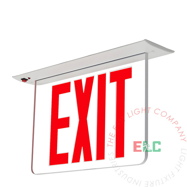 8" NYC Red LED Edge Lit Exit Sign | Recessed Mount