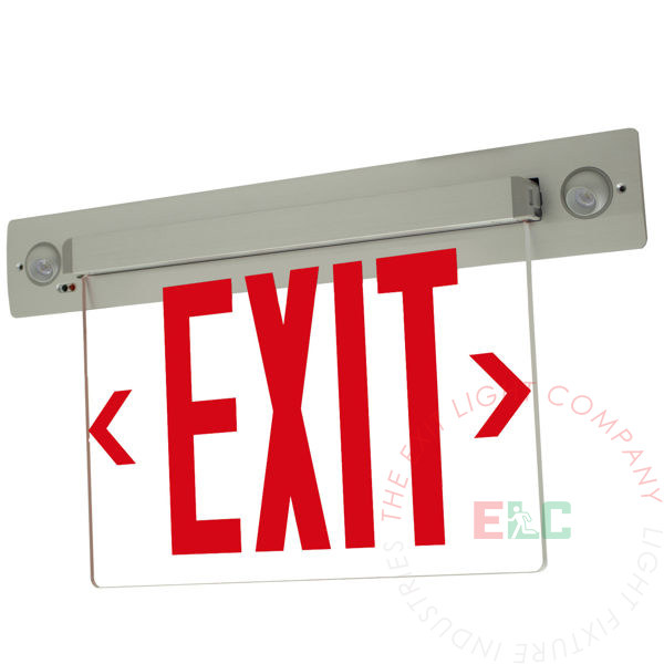 NYC Approved Combo Edge Lit LED Exit Sign | Recessed - Ceiling and Wall Mount | Adjustable LED Lamps