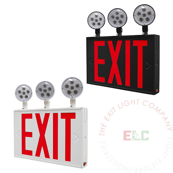 NYC 8" Red LED Combo | Steel Housing | 3 Lamp Heads | White or Black Housing