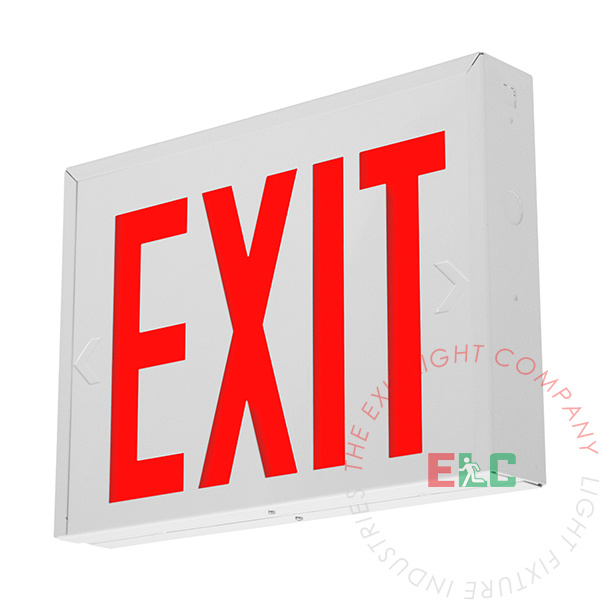 NYC 8" Red LED Steel Exit Sign | White or Black Housing