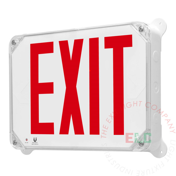 New York City Approved Wet Location Exterior Exit Sign | Red LED | NEMA 4X Rated