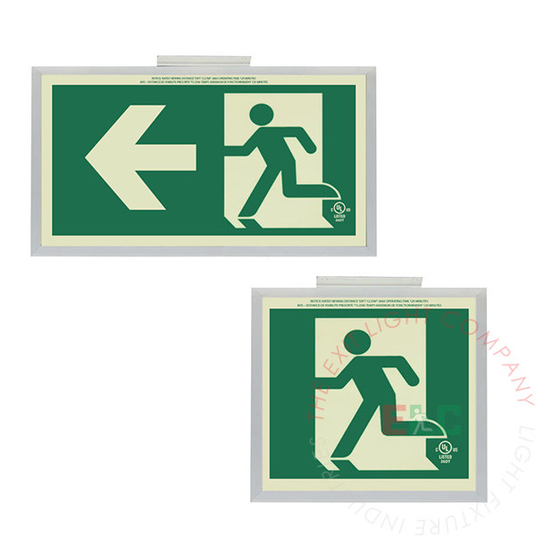 Running Man Photoluminescent Sign | Aluminum Frame | Ceiling, Side, and Wall Mount