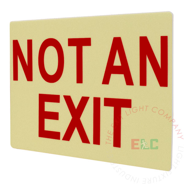Photoluminescent Self-Adhesive 'NOT AN EXIT' Sign | Small and Large | White Background