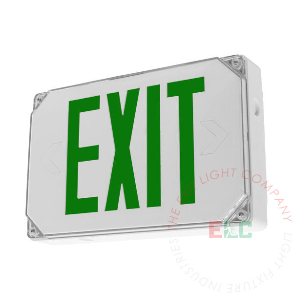 Wet Location Exterior Green LED Exit Sign