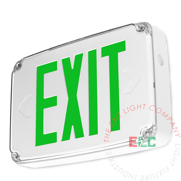 Wet Location Exterior Green LED Exit Sign