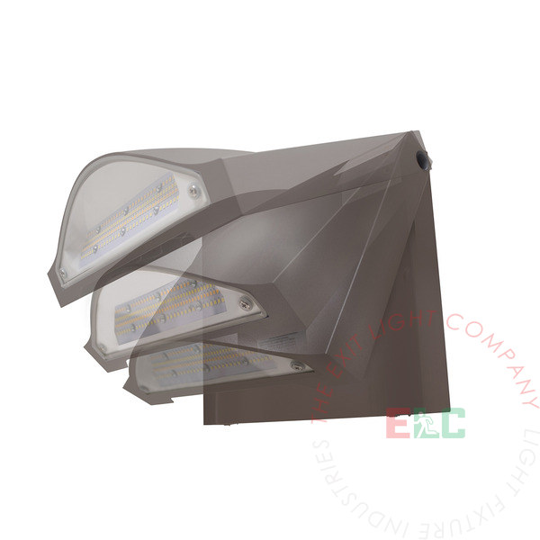 Compact Architectural LED Wall Pack Adjustable 90° Lens | 3k - 7k Lumen | AC Only & Battery Back Up
