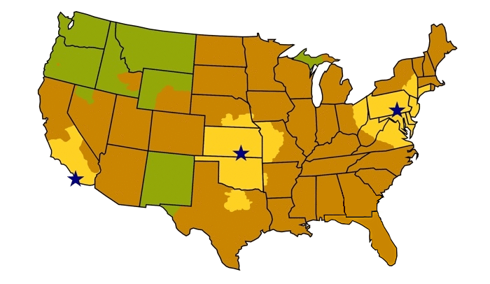 The Exit Light Company warehouses in California, Kansas and Pennsylvania