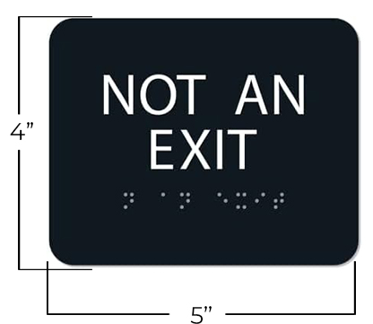 ADA Braille Sign | Rigid Plastic | Black | NOT AN EXIT Dimensions