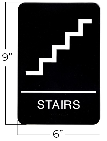 ADA Braille Sign | Rigid Plastic | Black | STAIRS Dimensions