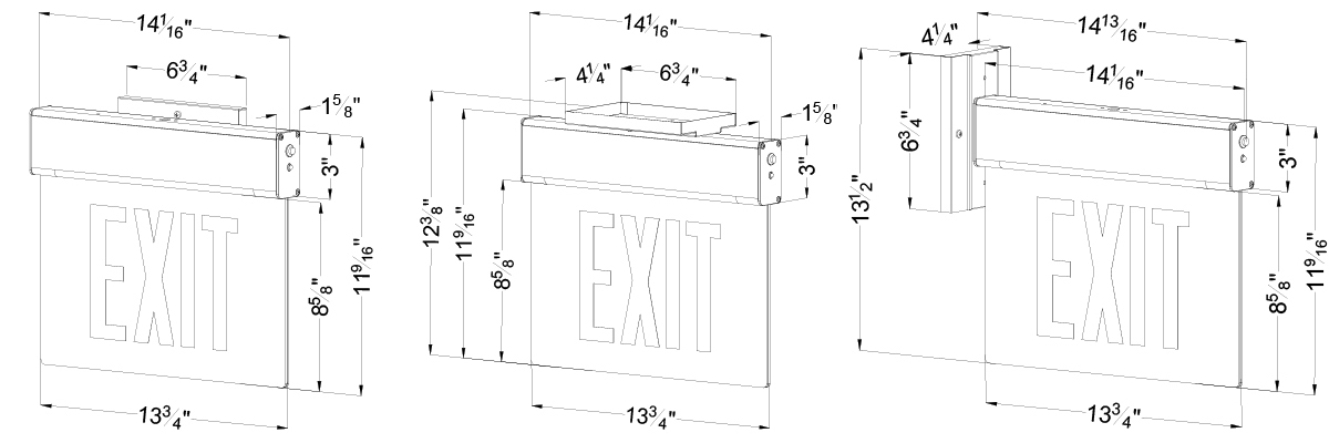 Chicago Approved Edge Lit Exit Sign | EXIT and STAIRS Dimensions