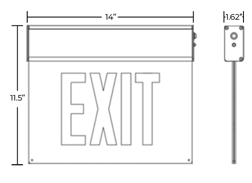 Chicago Approved Edge Lit Exit Sign | EXIT and STAIRS Dimensions