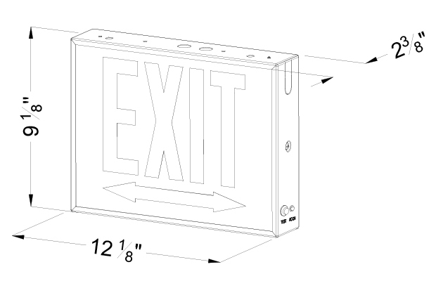 Red LED Chicago Approved Exit Sign | UL 924 Dimensions