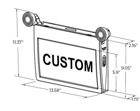 Custom LED Combo Sign | Interchangeable Pictograms | Swivel Lamp Heads Dimensions