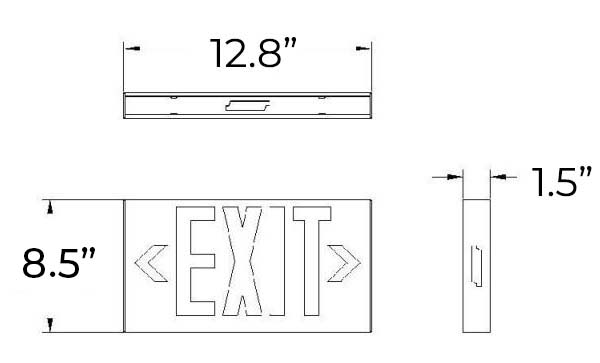 Thin Green LED Cast Aluminum Combo Exit Sign | Infrared Remote Testing Dimensions