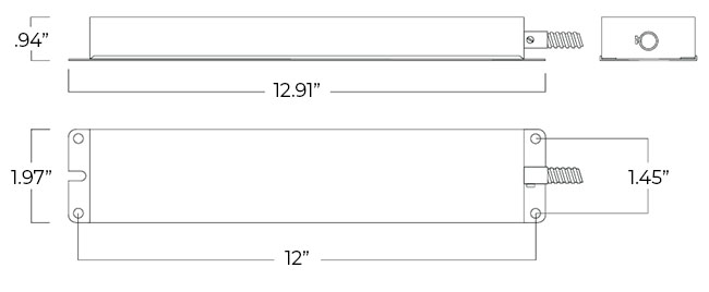 Emergency LED Driver | 170VDC | 8-20W Output Dimensions