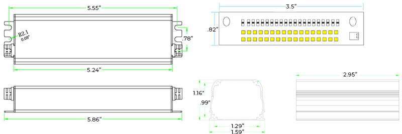 Lighthouse Retrofit Kit Emergency LED Driver and Module | 6-8.4VDC 8W Output Dimensions