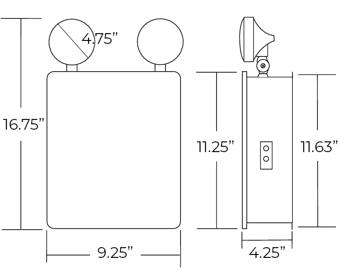 Emergency Light | 18-360W Capacity | NEMA 4X Rated | 6 Week Lead Time Dimensions