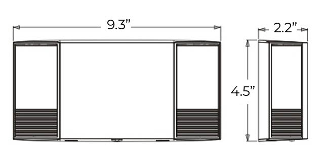 LED Emergency Light | White or Black Housing | Adjustable Heads Dimensions