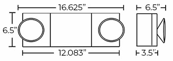 Steel Housing LED Emergency Light | Compact Round | 6 Volt 9 Watt | Made in the USA Dimensions