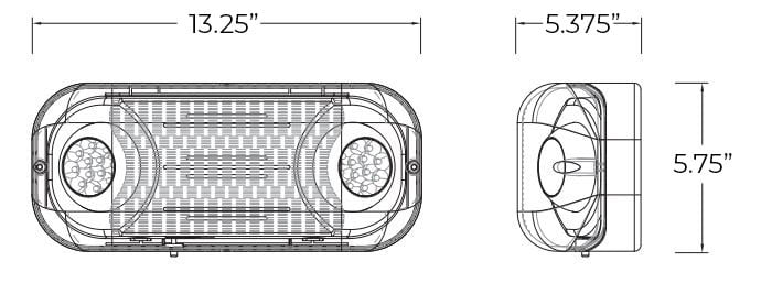 LED Wet Listed Emergency Light | High Output Option Dimensions