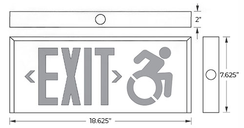 Connecticut Approved Green LED Exit Sign | Wheelchair Accessibility Symbol Dimensions