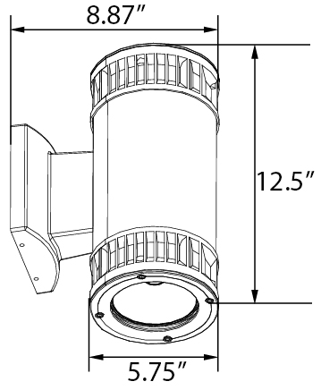 LED Up/down Light Fixture | Wall Mount | Cylinder Design | 2 Week Lead Time Dimensions