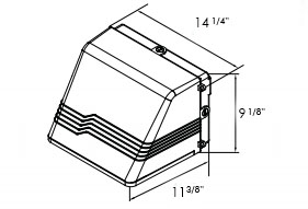 Light Fixture | Full Cutoff Wall Pack 1x26W CFL (w/ Emergency Ltg Option) | 2 Week Lead Time Dimensions