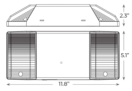 LED Emergency Light | White Housing | Fixed Lamps Dimensions