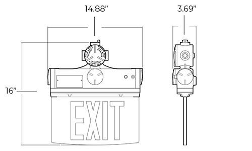 Explosion Proof Edge Lit Exit Sign | Red or Green LED | 4-6 Week Lead Time Dimensions