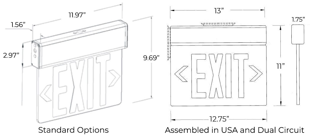 EDG/EDGR. Edge-Lit Exits Lamps Surface and Recessed Mount LED. by