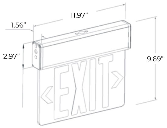 SALIDA Aluminum Edge Lit Red LED Exit Sign | Surface Mount Dimensions