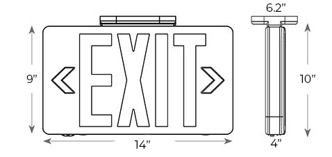 Vandal Resistant Green LED Exit Sign | Wet Location | 7-8 Week Lead Time Dimensions