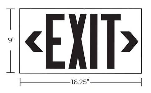 Aluminum Photoluminescent Exit Sign | Red, Green & Black | 50', 75', and 100' Viewing Distance Dimensions