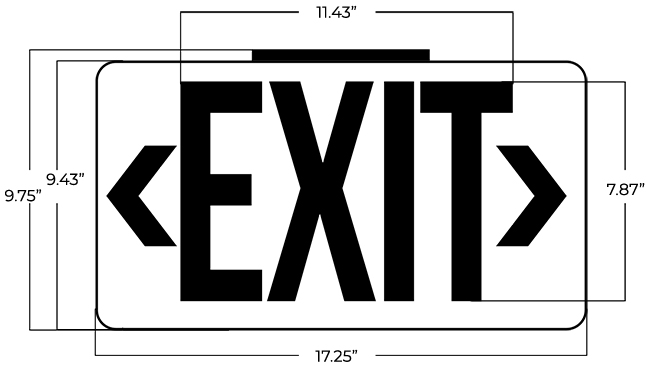 Thermoplastic Photoluminescent Exit Signs | 100' Viewing Distance Dimensions