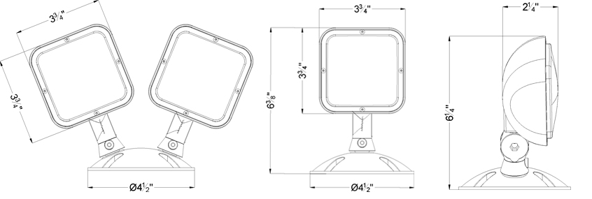 Remote Head | White Housing | Single or Double | Multi-Voltage | Weather Proof Dimensions