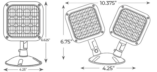 Remote Head | Gray Housing | Single or Double | Multi-Voltage | Weather Proof Dimensions