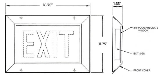 Vandal Resistant Cover for Tritium Self Luminous Signs Dimensions